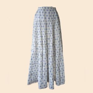 Ralph Lauren Denim & Supply Ivory and Blue prairie cotton maxi skirt xs flowy